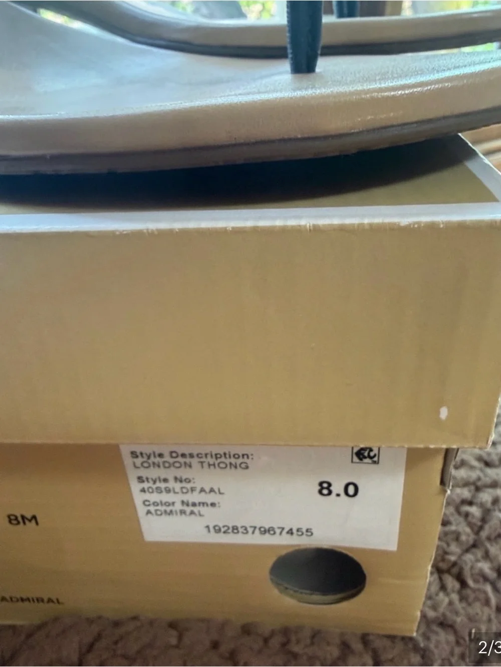 Michael Kors Admiral Blue Thong Sandals with Beige Footbed and Gold Buckle